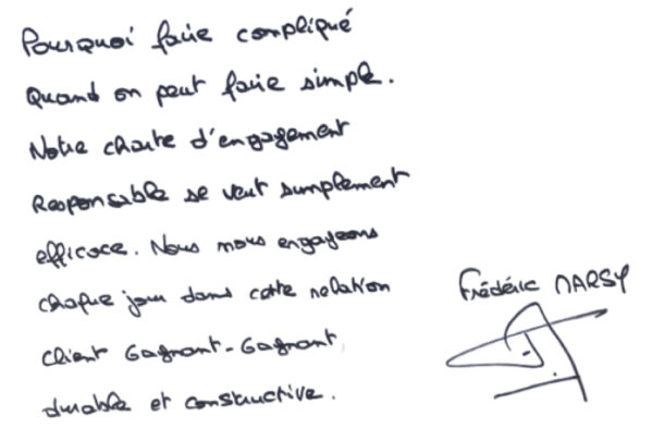 Texte signée de Frédéric Marsy, directeur de Marsy Tranport